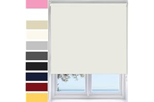 Ev Dekor Thermal Insulated Blackout Roller Blinds, Easy Fit Child Safe Room Darkening Shades Fittings Included Cream(90X165cm) Premium Fabric Roller Window Blind Bedroom Home Office