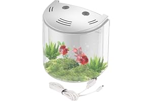 GENERIC Betta Aquarium - Small Aquarium with Filter & Light - Fish Bowl Transparent, Water Pump Included, Fish Tank Clear Container for Sea Monkeys Snails Crabs Starfish