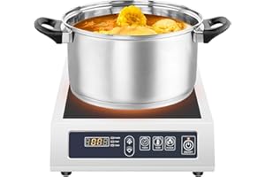 BUEDMSK Induction Hob, 3500 W, 35 cm, Electric Induction Cooker, 75 kg, Large Professional Single Induction Hob, 1 Plate for Diameter 12 - 30 cm, Magnetic Flat Stainless Steel, Enamel, Iron Pots