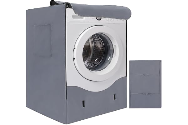 HAUSPROFI Funda Lavadora Exterior Impermeable 60 * 64 * 85cm | Fundas Lavadora Carga Frontal 420D, Fundas Secadoras Exterior con Recubrimiento Plata de Doble Cara - Gris