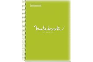 Miquelrius - Quaderno a spirale con copertina in plastica, 160 fogli, 8 colori a quadretti A4 Color Lime