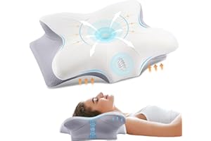 FAIORD Memory Foam Kopfkissen,Ergonomisches Nackenkissen,Stützendes Kissen,Geeignet für Seiten-,Rücken-und Bauchschläfer,Abnehmbare Kissenbezüge (Grau, 54 x 40 cm)