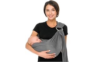 CUBY Sommer Einstellbar Schultertrage für Babys mit Rostfreier Doppel Ring, Baby Tragetuch mit Atmungsaktiv Masche, Babytragetuch Ring Sling Perfekt für Neugeborene und Kinder Unter