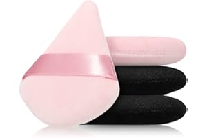 MAITYS Dreieck Makeup Puderquaste 4 Stück Kosmetik Gesicht Puderquaste Schwämmchen Weich Dreieck Puderquaste Samt Keilform Makeup Puff Trocken Nass Puder Schwamm Pads (Schwarz, Rosa)