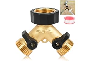 TIMESETL Double Washing Machine Tap 2-Way Y-Dispenser 3/4 Inch for Connecting 2 Appliances