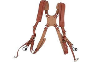 FOCKET Akcesoria do Paska Aparatu, Wygodna Skórzana Uprząż na Dwa Ramiona, Sprzęt do Wielu Aparatów DSLR