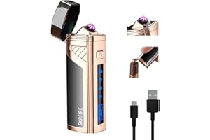 SKRFIRE Triple-Arc Electric Lighter, Windproof Lighter, Flameless Plasma Lighter, Rechargeable USB Lighter with Digital Battery Indicator (Icy Black)
