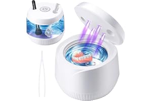 Coikes Limpiador Ultrasónico UV 45 kHz Limpiador Ultrasonidos Dental para Dentaduras Postizas, Alineador, Retenedor Joyería De La Máquina De Limpieza Para Joyas Todos los Aparatos Dentales (A-Blanco)
