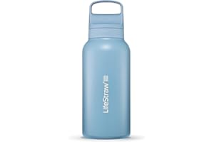 LifeStraw Go Series — Gourde filtrante en inox 1l pour les voyages et l’utilisation quotidienne. Élimine les bactéries, les parasites et microplastiques, améliore le goût, Icelandic Blue (bleu)