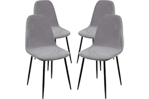 SearchI Velvet Dining Chair Covers 4 Pieces, Stretch Scandinavian Chair Slipcovers Shell Side Armless Chair Covers for Kitchen, Dining, Bedroom,Living Room Side Chairs (4 Pack,Light Grey)