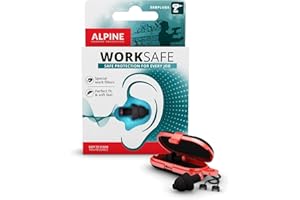 Alpine WorkSafe Bouchons d'oreille- Protection auditive pour bricolage & travail - Bouchons d'oreille de travail - Cordon de sécurité - Matériel hypoallergénique - Boules Quies réutilisables