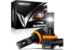 NIGHTEYE AUTO LIGHTING NIGHTEYE h11 led headlight bulb for Car 22000LM 80W h11 headlight bulb Conversion Kit Mini Size Super Bright 6500K White 12V IP68 Waterproof Plug and Play, Pack of 2