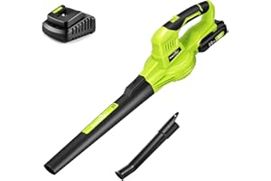 SnapFresh Soffiatore a Batteria 20V Soffiatore Elettrico per Foglie Leggero 1,2 kg, 210 km/h 240 m³/h, 2 Velocità Regolabili, con Batteria e Caricabatterie, per Giardino/Prato/Auto/Polvere (Verde)