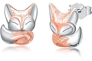 Fuchs Ohrringe Silber 925 Mädchen Ohrstecker Fuchs/Delfin/Elefant/Biene/Turtle/Katze/Frosch/Schmetterling/Flamingo Ohrstecker Kinder Tier Schmuck Geschenke für Kinder Mädchen Damen