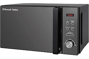 Russell Hobbs RHM2076B 20 Litre 800 W Black Digital Solo Microwave with 5 Power Levels, Automatic Defrost, 8 Auto Cook Menus, Clock and Timer, Easy Clean