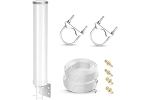 Nelawya 5G Antenne 4G LTE Signalverstärkung Outdoor 12dBi MIMO Omnidirektionale 698-3800MHz Antenne für 4G LTE 5G Router Modem, TS9 SMA CRC9 Adapter, Lange Reichweite Signalempfang, 2 x 5m Kabel