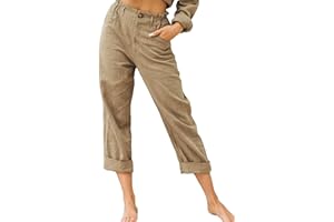 Yutdeng Pantalones Lino Mujer Verano Ligeros Pantalones de Verano 3/4 Casual Pantalones Anchos con Bolsillos Cintura Alta Elástica Pantalones de Playa Algodón Lino Pantalones Suelto