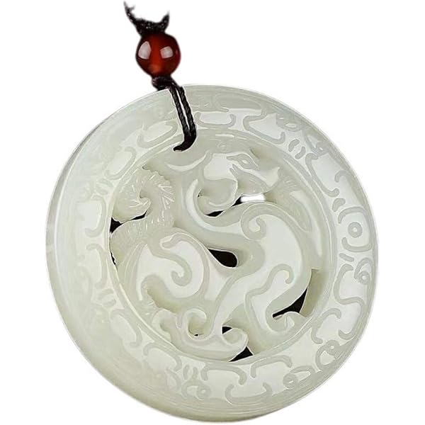 Collana Portafortuna Con Ciondolo Drago In Giada Verde Intagliata A Mano, 10mm, Gioiello Cinese