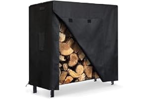 Jayruit Firewood Log Rack Cover, 4 Feet 210D Oxford Cloth Outdoor Fire Wood Log Storage Rack Covers Heavy Duty Waterproof Snow Protective Cover