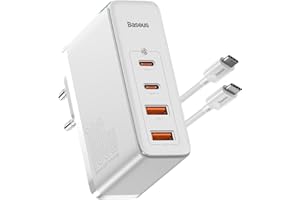 ‎BASEUS Baseus Ładowarka USB C 100 W, 4 Porty GAN Ładowarka PD PPS Szybka Ładowarka Kompaktowa Ładowarka do MacBook Pro/Air iPhone 15/14/13 Pro Max iPad Pro Samsung Galaxy S24 Ultra Laptop SteamDeck, Biały