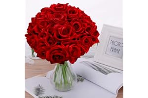 Pauwer 2pcs / 18 Fleurs Artificielles de Tête Bouquet de Rose, Faux Soie Floral Rose Fleurs pour DIY Accueil Nuptiale Fête De Mariage Festival Bar Décoration Jardin