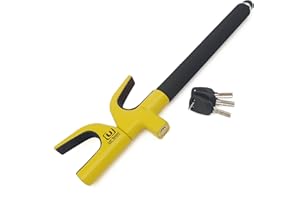 URBAN UR959Y Antivol Voiture, Haute Sécurité, Canne Antivol Voiture, Acier Jaune Plus Visible, Bloque Volant Verrouillage Automatique, Barre +Extensible, Bloc Anti Vol Universel pour Auto Camping-Car