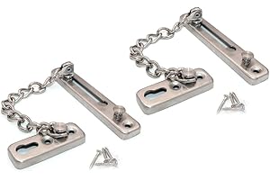 NUZAMAS 2 de cerradura de cadena de puerta de acero inoxidable, seguridad de cerradura de puerta secundaria, limitador de puerta delantera, limitador de puerta externo, con bloqueador de seguridad