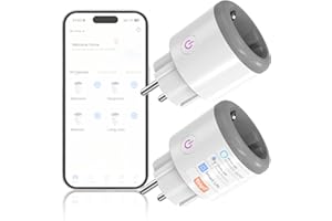 Oblinple Enchufe Inteligente WiFi 16A con Monitor de Energía Control Remoto por Tuya&Smart Life APP/Voz Enchufes Inteligentes Bluetooth Compatible con Alexa y Google Home 2,4 GHz (2, blanco roto)