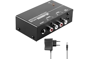 VAILEAL Phono Vorverstärker, Phono Vorverstärker Plattenspieler, Phono Preamp für Plattenspieler mit MM Abtast Systemen,RCA Input & Output, Vorverstärker Phono mit Pegel, Phono Preamp mit 12V Netzteil