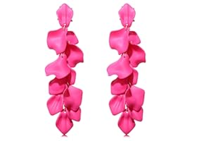 WATEFOER Acryl Blütenblatt Tropfenohrringe Lange Quaste Tropfen Rosenohrringe Ubertriebene Blumenohrringe für Damen und Mädchen 80er 90er Jahre Accessoires Neon Party