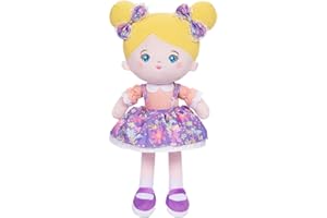 OUOZZZ Poupée en Peluche Douce avec Vêtements pour bébés âgés de 3 Mois et Plus Cadeau Nouveau-né poupée Ethnique Africaine Unisexe avec Robe Lilas 38 cm
