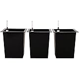 Vivanno Blumenkübeleinsatz aus Kunststoff mit Bewässerungsset - 29x29x32 cm - schwarz - 3er Set