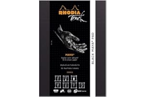 RHODIA TOUCH 116111C - Notes Black Maya Pad A5 Nowy Układ Cross - 50 Stron - Papier Clairefontaine Maya Czarny 120 g/m - Do Kaligrafii i Precyzyjnego Rysunku Ołówkiem, Pisakiem, Piórem