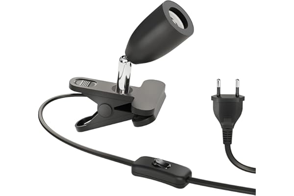 ledscom.de Lampe à pince LIK, interrupteur, noir mat, 1x E27 max. 60W