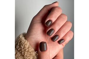 KQueenest Braun Press On Nails Kurz Eckig - Künstliche Nägel zum Aufkleben Kurz, Natürlich Einfarbig Fake Nails Fingernägel zum aufkleben, Glänzende Gel Full Cover Acryl Nägel für Frauen, 24 Stück