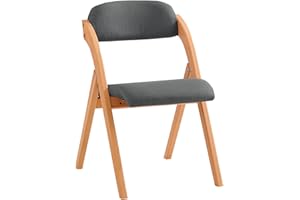 SoBuy Folding Chair Wooden Padded Kitchen&Office Chair with Ergonomic Backrest, Compact & Space-Saving, No Assembly Required Dark Grey 47.5 x 59 x 77 cm FST92-SG