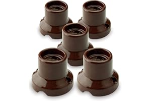 Amarcords - 5 Plafoniere in porcellana attacco e27 base applique portalampade vintage colore MARRONE