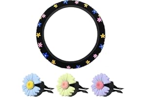 GTYHH Coprivolante Ricamato Floreale Da 1 Pezzo E Clip Decorative Per Presa D'Aria Da 3 Pezzi, Protezione Del Volante, Decorazione Del Volante