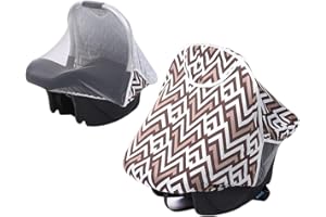 AHDMR Capote Universelle 2 en 1 Pare-soleil Cosy Bébé Moustiquaire Anti-insectes Cosy Respirant Auvent de Protection Solaire pour Siège Auto Poussette Nacelle Canopy Anti-UV/Vent Compatible avec Maxi Cosi