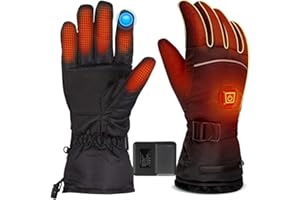 Ainid Guanti riscaldati elettrici ricaricabili per uomo e donna con 3 livelli di calore e durata 8 ore, guanti invernali impermeabili per touch screen per sport all'aria aperta