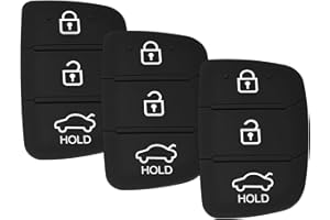 KEYQUEEN 3 Piezas 3 Botones de Repuesto para Llavero de Goma Compatible con Hyundai i40 i30 i20 i10 ix20 ix30 ix35 Santa Fe Tucson Elantra Accent Car Remote Control Flip Key Fob Shell Cover