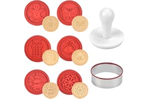 SCHYIDA 6 Piezas Sellos de Galletas para Navidad Moldes de Galletas Navideñas Sello de Repostería de Silicona Cortadores de Galletas Navideños Papá Noel Muñeco de Nieve Hombre de Jengibre Árbol