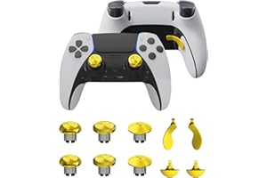 CHARM FOCUS Metal Thumbsticks for PS5 Edge Controller, Metallic Back Paddles Triggers Buttons Joysticks, Replacement Accessories Parts for PS5 Dualsense Controller