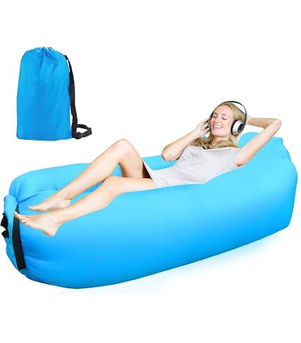 Produktbild von QENETY Luftsack Strand Selbstaufblasend Mit KopfstüTze, Aufblasbares Sofa, Luftsofa, Air Lounge Aufblasbare Lounge Für Outdoor, Drinnen (Grün