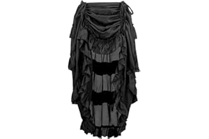 Kelvry Damska steampunkowa sukienka gotycka kostium vintage wielowarstwowa szyfonowa spódnica plus size czarna