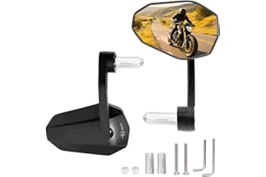 Lizbn Motorrad Spiegel 7/8" 22 mm Universal Motorrad Lenkerendenspiegel E24 Geprüft CNC Aluminium Highsider Lenkerendenspiegel für Motorräder Roller Cruiser ATVs