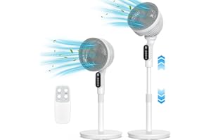 TIMIYOU Ventilador de Pie Potente y Silencioso - 100 cm Altura, Mando a Distancia, Mesa Ajustable, Circulación 10 m, Temporizador 9H, Oscilación 90°