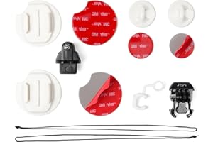 HSU Soporte de Surf para GoPro, Soporte Adhesivo Plano para Hero 13/12/11/10/9/8/7/6/5/4/3, Incluye Correa de Seguridad y Enchufe de Bloqueo FCS