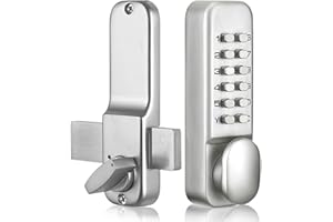 MUMISUTO Digital Door Lock Deadbolt, Mechanical Combination Lock, Mechanical Keyless Entry Door Gate Lock with Keypads Door Knob, Outdoor Anti Theft Digital Code Combination Door Security Lock Set (Silver)
