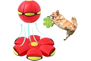 HHTU Pet Toy Flying Saucer Ball Dog Toy, Frisbee Ball Dog Toy, Pet Toys Dog Toys Strange Magic Flying Saucer Ball For Family Games, Adult Children And Dog And Cat Toys (Red,No Lights)
